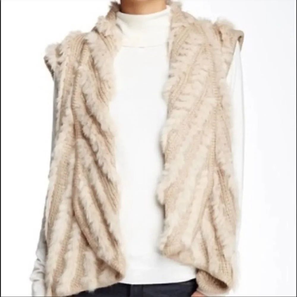 Elliatt Dune Drape Genuine Rabbit Fur Vest Shawl collar